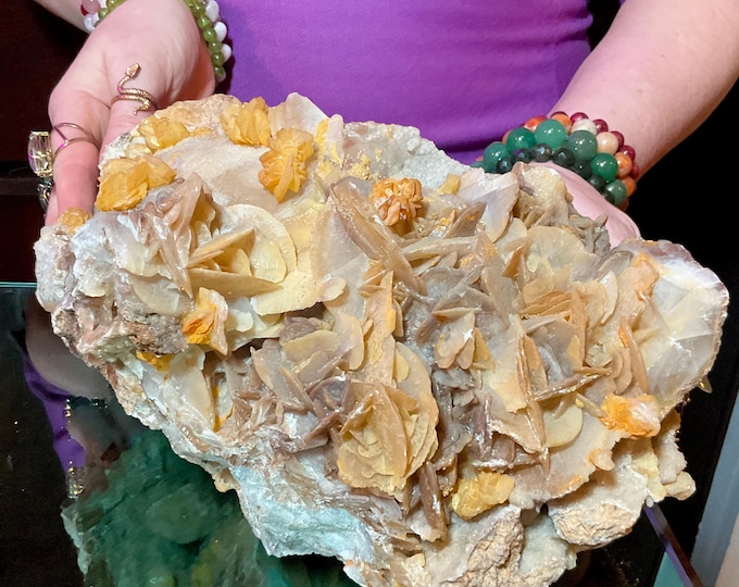 Desert Rose Barite Selenite Mineral Cluster Formation 11 Lb. 14 oz. Crystal ~ 11" Long Display Specimen