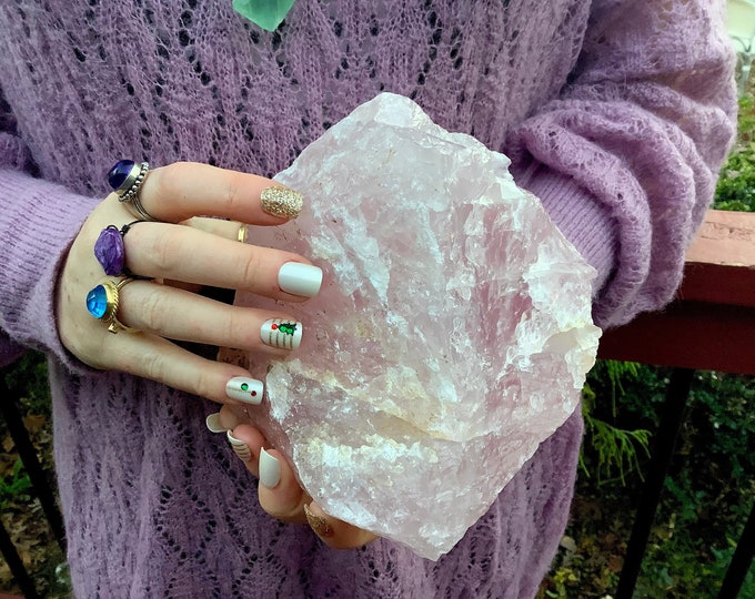 Rose Quartz Large 5 Lb. 2 oz. Crystal ~ 6" Long ~ Sparkling Natural Baby Pink Rainbows ~ Crystal Goddess Private Collection ~ Fast Shipping