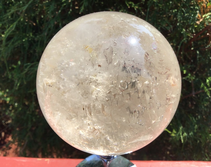 Clear Quartz Crystal Ball ~ Large 2 lb. 6 oz. Polished Sphere ~ 3" Wide ~ Beautiful Reiki, Altar Meditation Display ~ Fast & Free Shipping