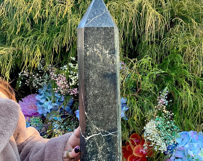 Black & Green Tourmaline Crystal Generator ~ Large 21 Lb. ~ 22" Tall Tower ~ Museum Quality ~ Fast Free Shipping
