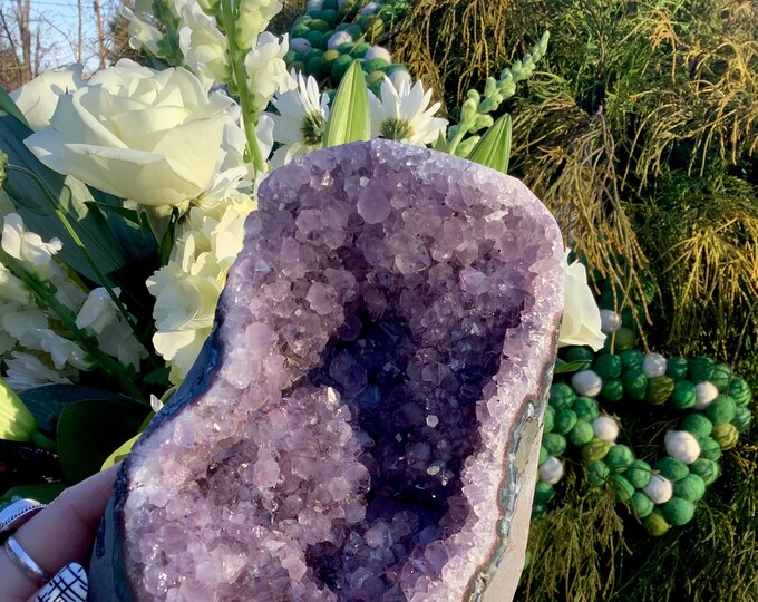 Amethyst Crystal Cluster ~ Large 4 lb. 6 oz. ~ 6 1/2" Tall ~ Reiki Display, Beautiful Purple Quartz Points ~ Fast & Free Shipping