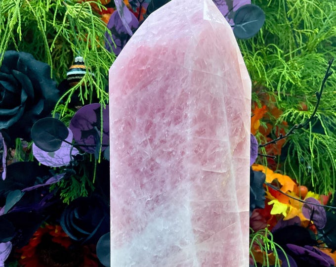 Rose Quartz Crystal Generator ~ Large 8 lb. 4 oz. ~ 10" Tall Tower ~ Valentine's Day Love Gift ~ Fast Shipping