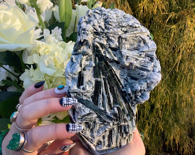 Green Actinolite Crystal Cluster ~ Large 3 lb. 15 oz. ~ 6" Long ~ Rare Mineral Specimen ~ Metaphysical Home Decor, Reiki, Altar Display ~