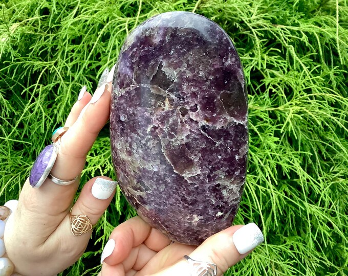 Purple Lepidolite Free Form Crystal ~ Large 1 Lb. 14 oz. 5" Tall ~ Flashing Sparkling Silver Mica Inclusions ~ Fast & Free Shipping from USA