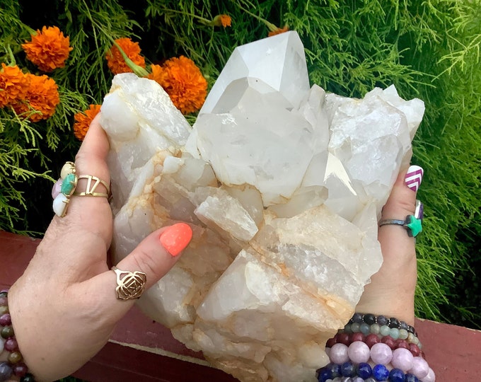 Quartz Crystal 13 lb. 10 oz. Large Golden Healer Cluster ~ 8" Long - Display Specimen ~ Fast Shipping ~ Home Decor ~ Feng Shui ~ Reiki