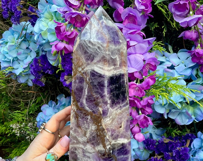 Amethyst Crystal Generator ~ Large 9 lb. 14 oz. ~ 12" Tall ~ Swirling Purple and White Colors ~ Fast & Free Shipping, USA + Global Shipping