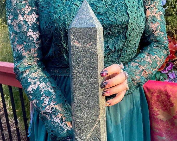 Black & Green Tourmaline Crystal Generator ~ Large 9 Lb. 12 oz. ~ 16" Tall Tower ~ Museum Quality ~ Fast Free Shipping