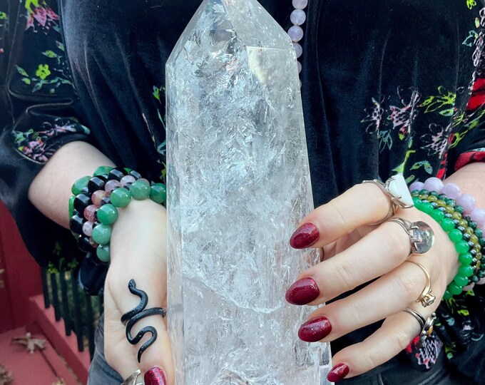 Clear Quartz Crystal Generator ~ 3 Lb. 6 oz. ~ 8" Tall Tower ~  Polished Point ~ Colorful Rainbow Colors ~ Fast Free Shipping
