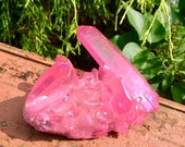 5.9 oz Dazzling Pink Angel Aura Quartz Crystal Aurora Display Cluster - Free Shipping Gift Wrap - Feng Shui, Reiki, Meditation Room