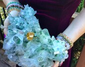 8 LB 11 oz Green Aura Phantom Cactus Quartz Cluster 10 quot Long Features Yellow Jewel Reiki, Feng Shui, Altar Display, Stunning