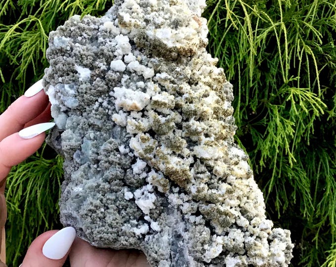 Fluorite, Calcite & Sparkling Golden Pyrite Crystal Cluster ~ Large 5 Lb. ~ 8“ Long ~ Sparkling Matrix, Beautiful Formations ~