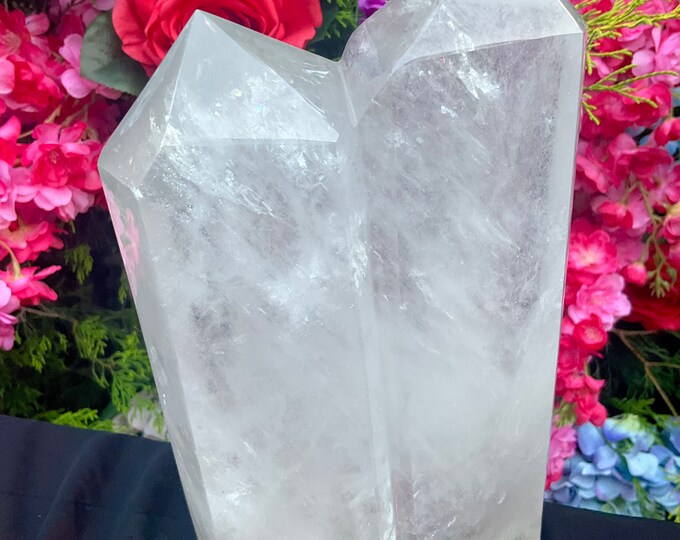 CLEARANCE! ~ Clear Quartz Twin Flame Crystal Generator ~ Large 6 lb. 13 oz. ~ 8 1/2" Tall ~ White Cloud Inclusions ~ Double Points