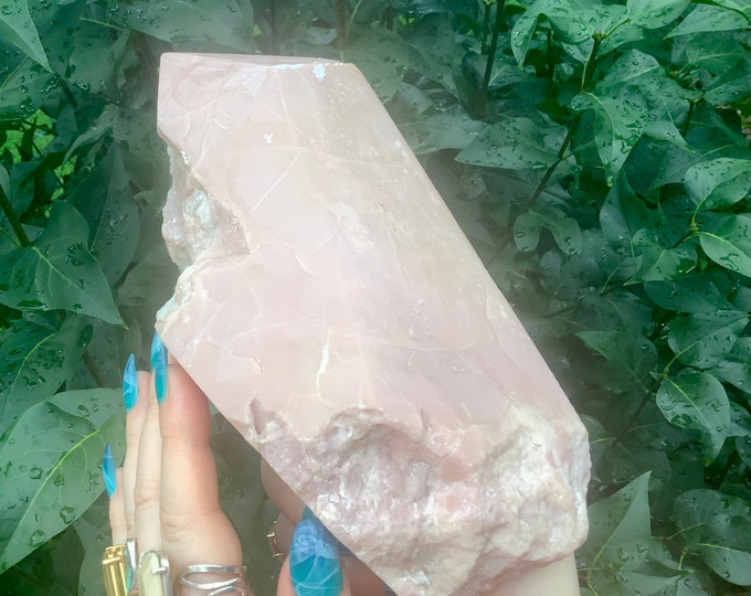 Pink Opal Crystal Cluster~ Large 3 lb. 6 oz.  ~ 8" Long ~ Sparkling Pink & White Colors ~ Natural Meditation Stone ~ Fast Free Shipping