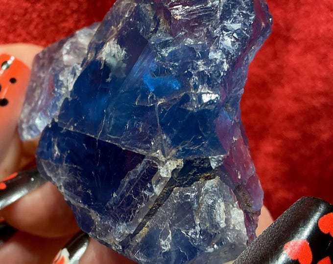 Ocean Blue Fluorite Crystal Cluster ~ 4.5 oz. ~ Translucent Gemmy Cubes ~ 3" Long ~ Rare Deep Ocean Blue Color ~ Fast & Free Shipping ~