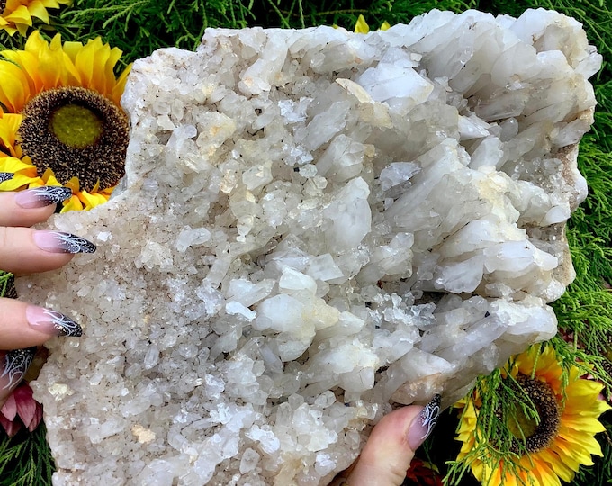 Clear Quartz Crystal Cluster ~ Large 10 Lb. ~ 12" Long ~ Natural Home Decor Display ~ Fast & Free Shipping