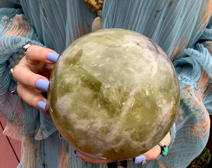 Citrine Crystal Ball ~ Large 11 lb. ~ 6" Wide ~ Sparkling Golden Yellow Inclusions ~ Polished  Quartz Sphere ~ Reiki Display ~ Fast Shipping