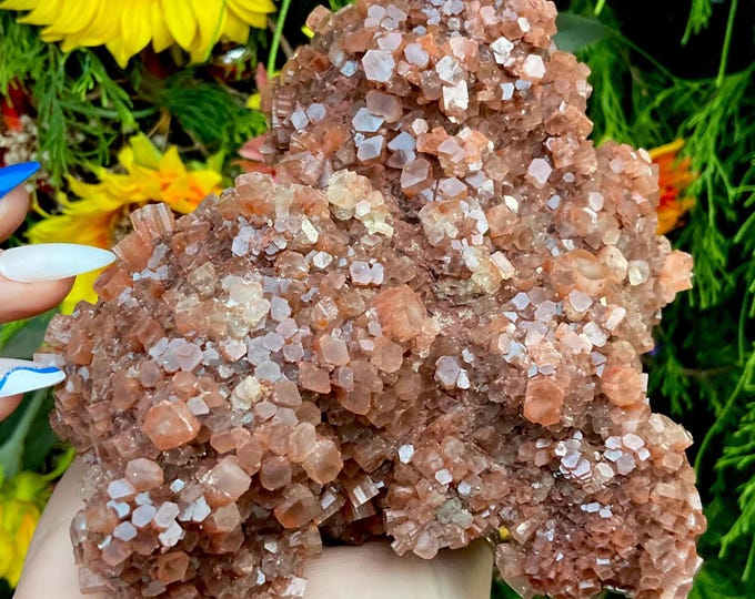Aragonite Crystal Cluster ~ Large 2 Lb. 12 oz ~ 6" Long ~ Sparkling Mineral Formations ~ Home Decor Display