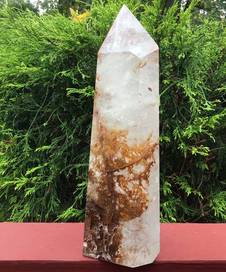 Clear Quartz Crystals Large 8 lb. 14 oz. Generator 11 Tall Golden Healer Sparkling Silver Inclusions Big Free-Standing Tower image 2