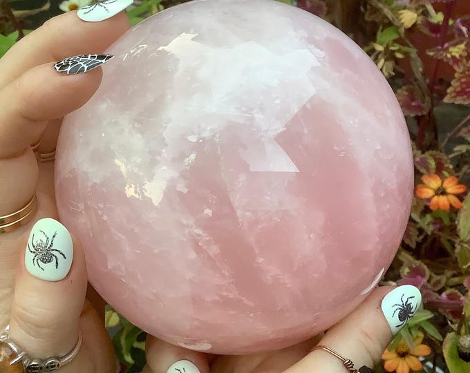 Rose Quartz Crystal Ball ~ Large 4 lb. 10 oz. ~ 4 1/2" Wide ~ Beautifully Polished Pink Sphere ~ Gorgeous ~ Reiki, Altar, Feng Shui Display