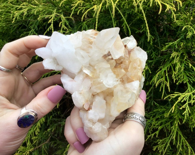 Quartz Crystal Large 15 oz. Clear Cluster - 4" Long ~ Big Water Clear Multi Points ~ Sparkling Display Specimen ~ Fast & Free Shipping