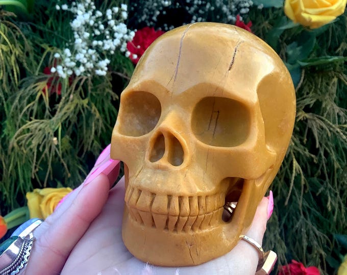 Yellow Jasper Crystal Skull ~ Large 2 Lb. 15 oz. ~ 5" Long ~ High Quality Expertly Hand Carved Sculpture ~ Fast & Free Shipping, U.S.A. ~