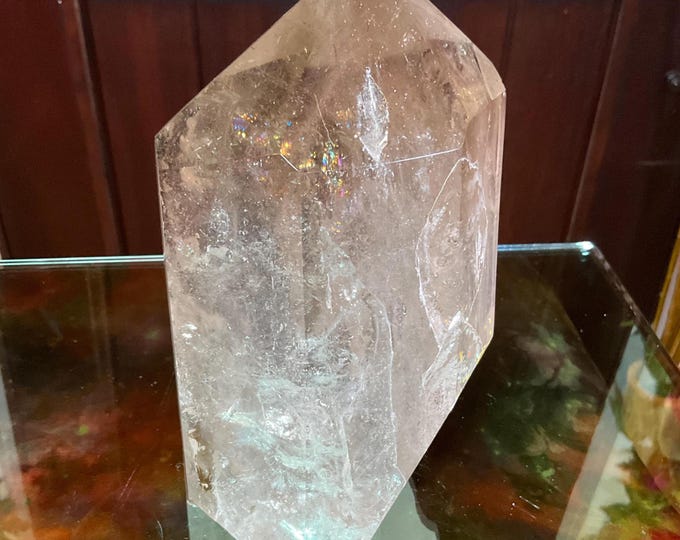 Clear Quartz Crystal Generator ~ Large 4 Lb.~ 7" Tall ~ Ultra Sparkling Silver Flash Inclusions ~ Altar Display, Fast & Free Shipping, USA ~