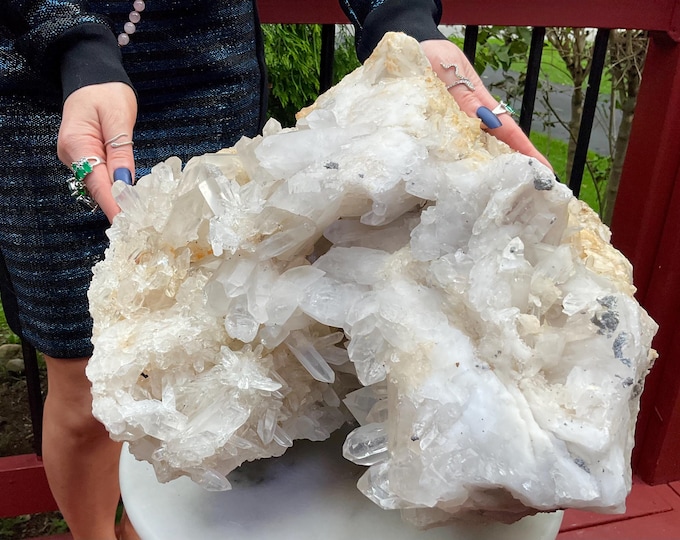 Massive Clear Quartz Crystal Cluster ~ Large 53 lb. ~ 12" Tall ~ Huge Entryway Centerpiece ~ Zen Yoga Meditation Display ~ Fast Shipping