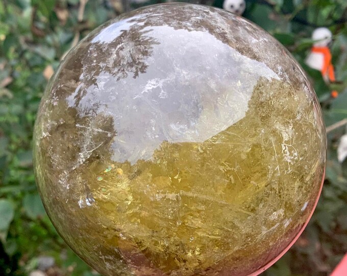 Citrine Crystal Ball ~ Large 1 lb. 10 oz. ~ 3 1/2" Wide ~ Polished Smokey Sphere Sparkling Golden Clear Rainbow Inclusions ~ Free Shipping