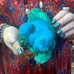 Botryoidal Malachite and Chrysocolla Crystal Cluster ~ 7&quot; Long ~ Green, Turquoise Colors ~ Fast & Free Shipping from USA + Global Shipping ~