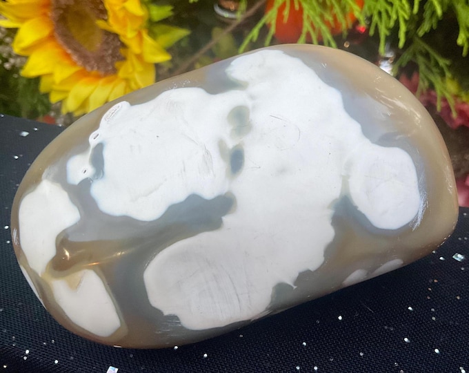 Orca Agate Freeform Crystal ~ Large 1 Lb. 4 oz. ~ 4 " Long ~ Stunning Blue-Black Grey & White Colors ~ Fast Free Shipping from U.S.A. ~