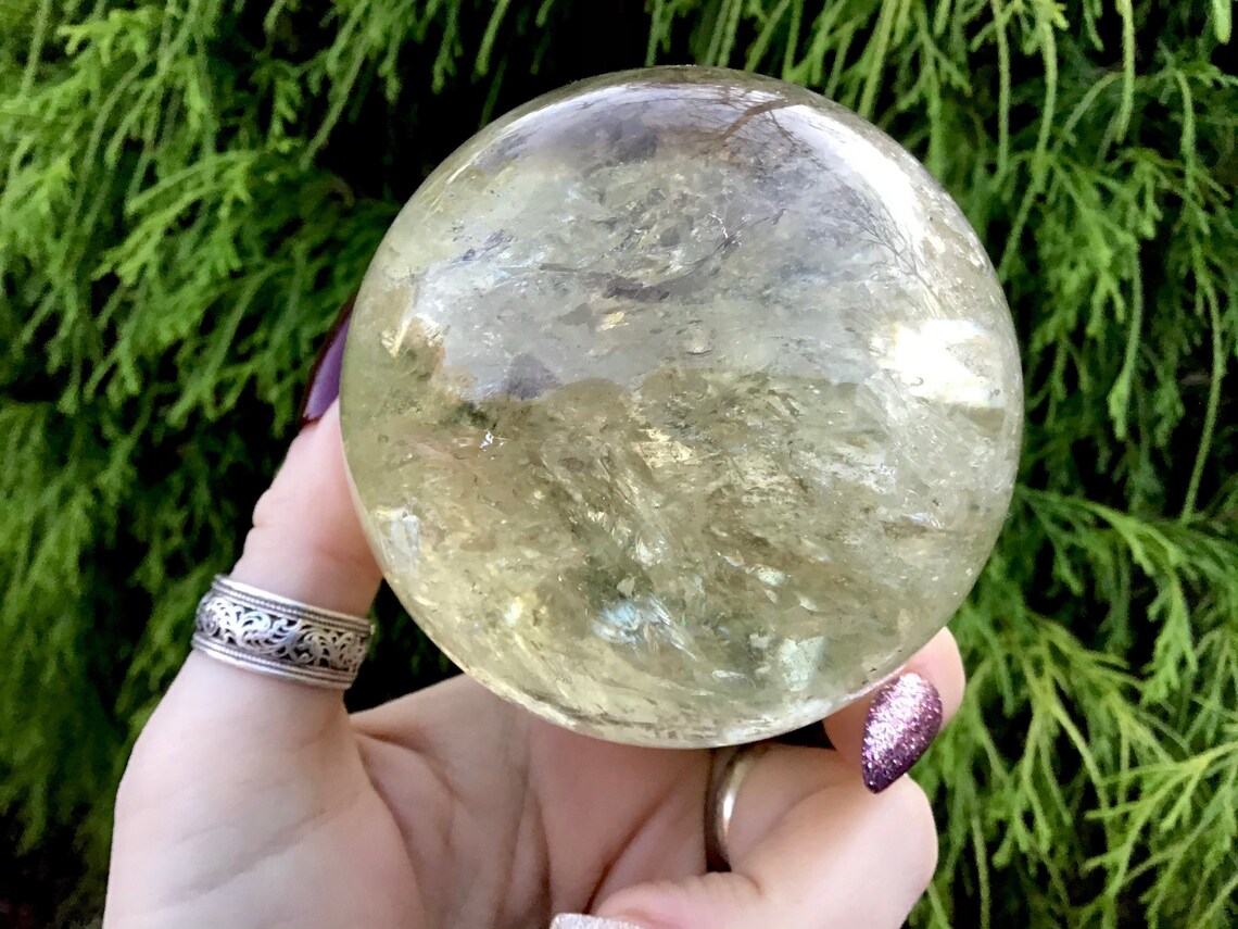 Citrine Clear Quartz Crystal Ball Big 1 Lb. 4 Oz. Sparkling Etsy