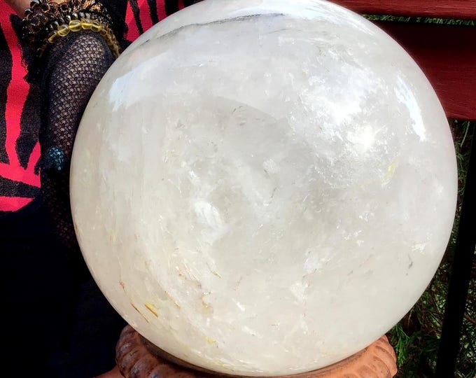 Massive 46 lb. Clear Quartz Crystal Ball ~ 10" Wide ~ Natural Healing Home Decor ~ Sanctuary, Sacred Space Display ~ Fast & Free Shipping US