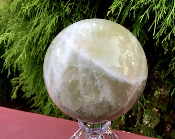 Citrine Crystal Ball ~ Large 3 lb. ~ 4" Wide ~ Sparkling Golden Inclusions ~ Deep Golden Banded Polished Quartz Sphere ~ Fast shipping