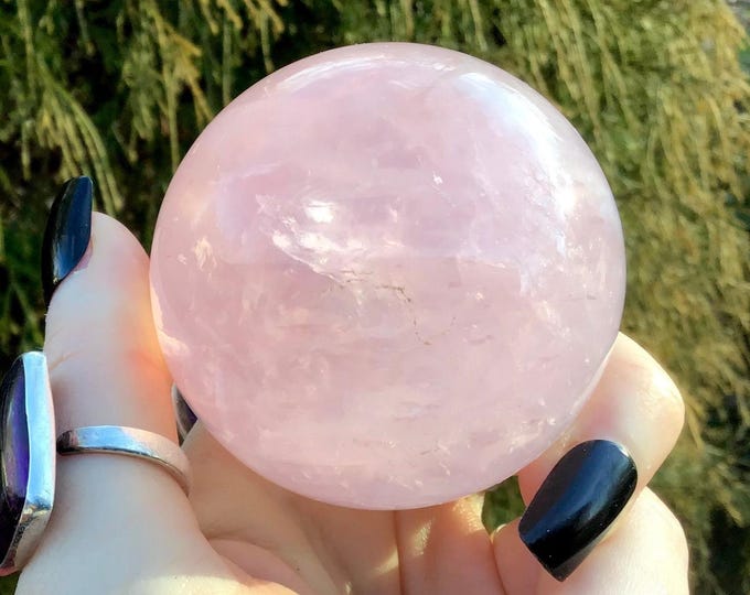 Rose Quartz Crystal Ball ~ 8.6 oz. ~ 1 1/2" Wide ~ Pink Heart Chakra Reiki Display ~ Love, Beauty, Goddess Altar ~ Metaphysical Home Decor ~