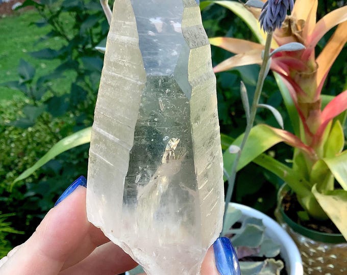 Clear Quartz Crystal ~ Big 7 oz. - 3 1/2" Long ~ Large Sparkling Clear Point ~ Palm Stone, Meditation, Reiki, Altar