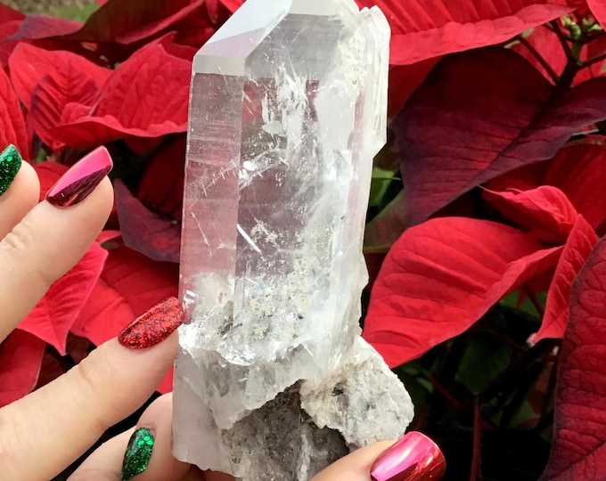 Himalayan Healing Quartz Crystal Point ~ 7.4 oz. ~ 4 1/2" Long Wand ~ Phantom Inclusions ~ Fast & Free Shipping from USA