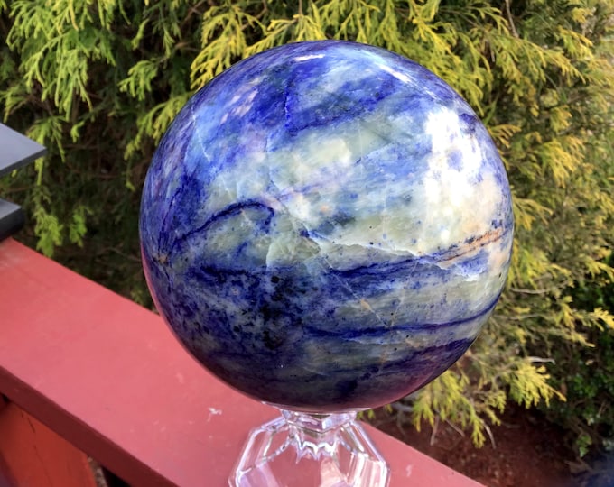 Sodalite Crystal Ball ~ Large 6 lb 13 oz ~ 5"~  Polished Sphere ~ 5" wide ~ Royal Blue Color ~ Reiki, Altar Display ~ Free & Fast Shipping