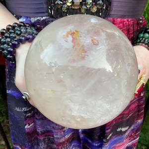 Clear Quartz Crystal Ball ~ Large 8 lb. 9 oz. Polished Sphere ~ 5&quot; Wide ~ Colorful Sparkling Rainbow Inclusions ~ Fast & Free Shipping