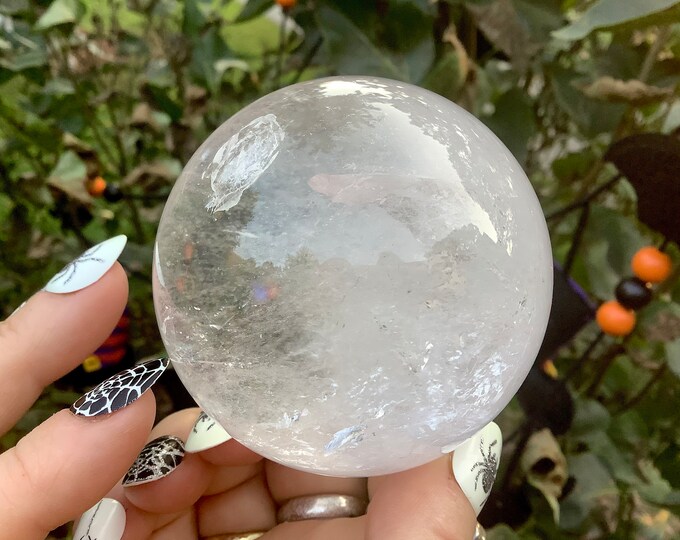 Clear Quartz Crystal Ball ~ 15 oz. ~ 2 1/2" Wide ~ Polished Sphere ~ Reiki, Altar, Feng Shui Meditation Room Display ~ Fast & Free Shipping