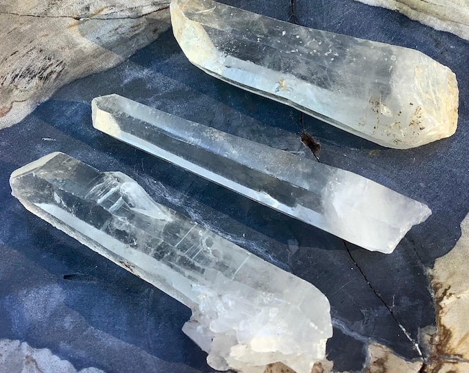 CLEARANCE! ~ Lemurian Quartz Crystal Mini Wand Collection ~ 3 1/2" Long ~ 3 Wands ~ Grids, Pocket Crystals, Gifts, Meditation, Altar