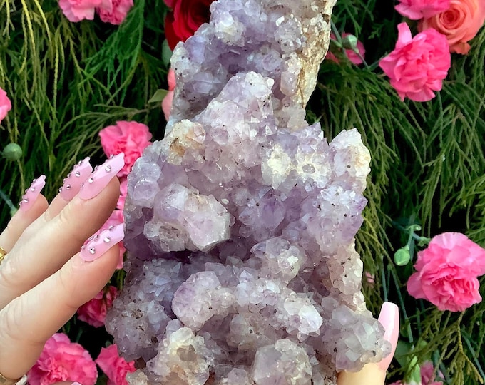 Amethyst Cacoxenite Crystal Cluster - 2 lb. 6 oz. ~ 7" Long ~ Rare Collector's Specimen ~ Beautiful Purple Points ~ Fast & Free Shipping