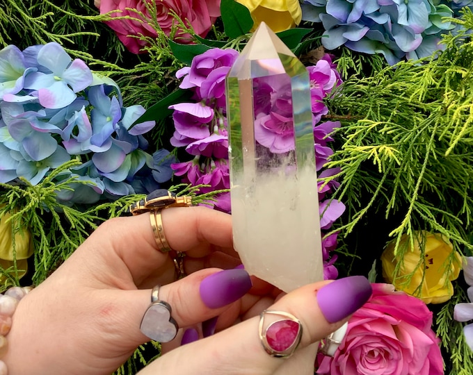 High Altitude Himalayan Quartz Crystal Point Large 7 oz. Wand ~ 4 1/2" Long ~ Museum Quality ~ Big Water Clear Sparkling Rainbow Inclusions
