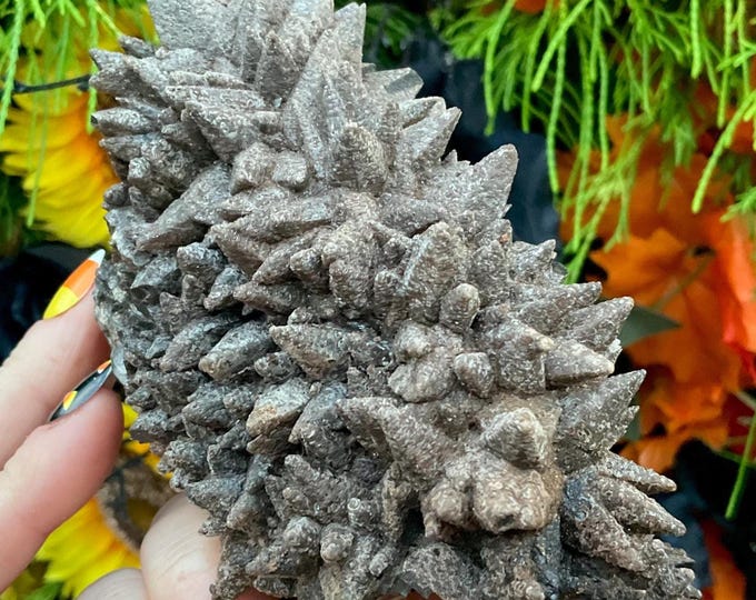 Cave Calcite Crystal Cluster ~ Large 15 oz ~ 4" Long ~ Natural Two-Sided Display Mineral on Matrix ~ Sparkling Points ~ Fast & Free Shipping