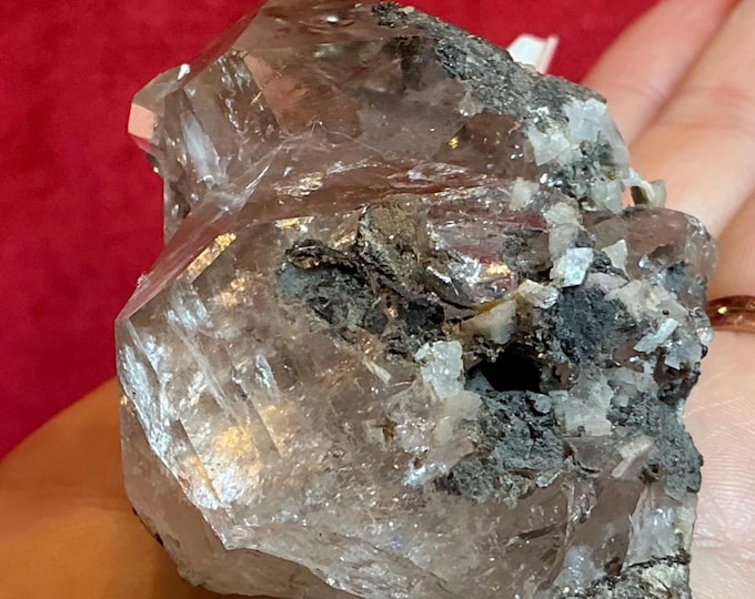 CLEARANCE ~ Herkimer Diamond Crystal Large Stunning 4 oz. Natural, Raw, ~ 2 1/2" Long ~ Sparkling Rainbow Inclusions ~Silver Flashes