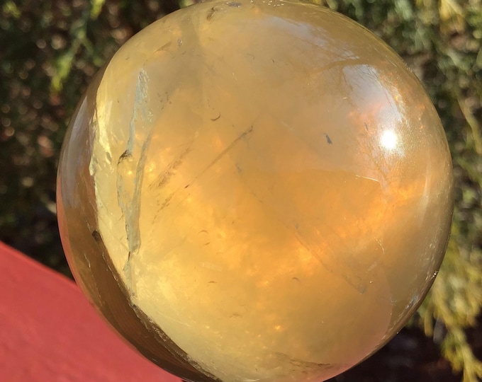 CLEARANCE! ~ Citrine Quartz Crystal Ball ~ 8.8 oz. ~ 2" Wide ~ Sparkling Golden Rainbow Inclusions ~ Altar, Meditation Reiki ~