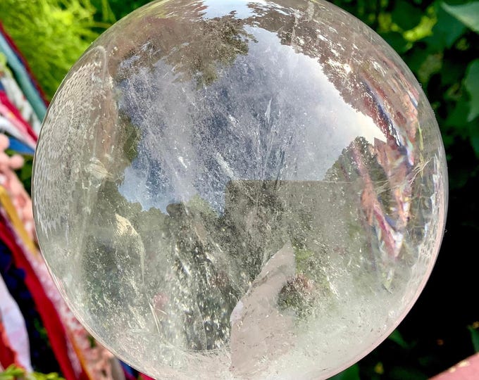 Clear Quartz Crystal Ball ~ 1 Lb. 13 oz.~ 3 1/2" Wide ~ Sparkling Sphere ~ Stunning Natural Electromagnetic Home Decor ~ Fast Shipping, USA