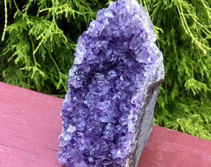 Amethyst Crystal Cluster ~ Large 11 oz. ~ 3 1/2" Tall ~ Purple Crown Chakra Reiki Altar Display ~ Metaphysical Home Decor ~ Super Sparkling