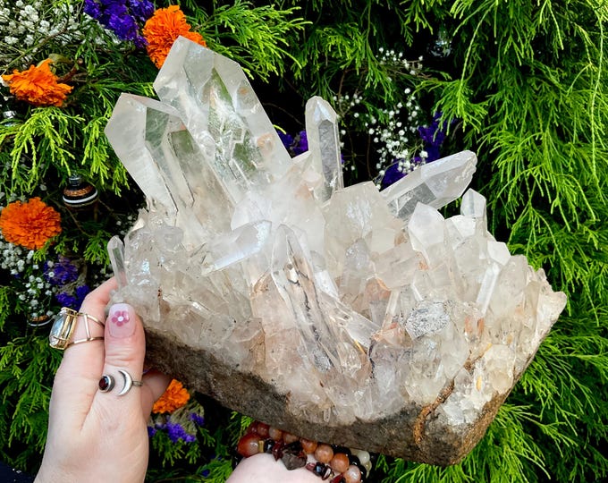 Ultra Clear Quartz Crystal Cluster ~ Large 17 lb. 6 oz. ~ 12" Long ~ Stunning Display Specimen, Perfect Points ~ Fast & Free Shipping, U.S.A