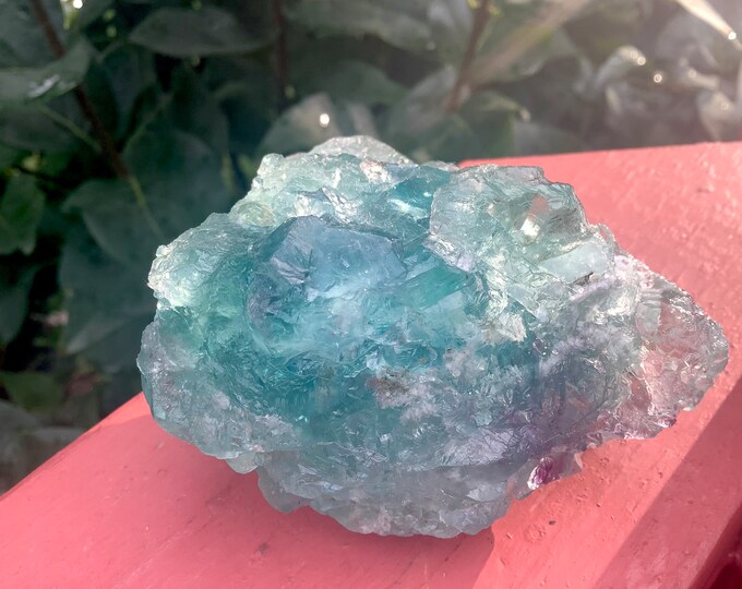 Blue Fluorite Crystal Cluster ~ Large 8 oz. ~ 3" Long ~ Deep Ocean Blue Color ~ Clear Translucent Crystals ~ Sparkling Cubic Formations
