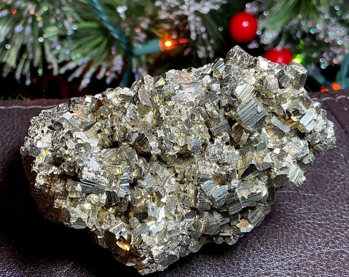 CLEARANCE! ~ Pyrite Crystal Cluster ~ Large 9 oz. ~ 3" Long ~ Super Sparkling Golden Specimen ~ Meditation Stone, Altar Feng Shui